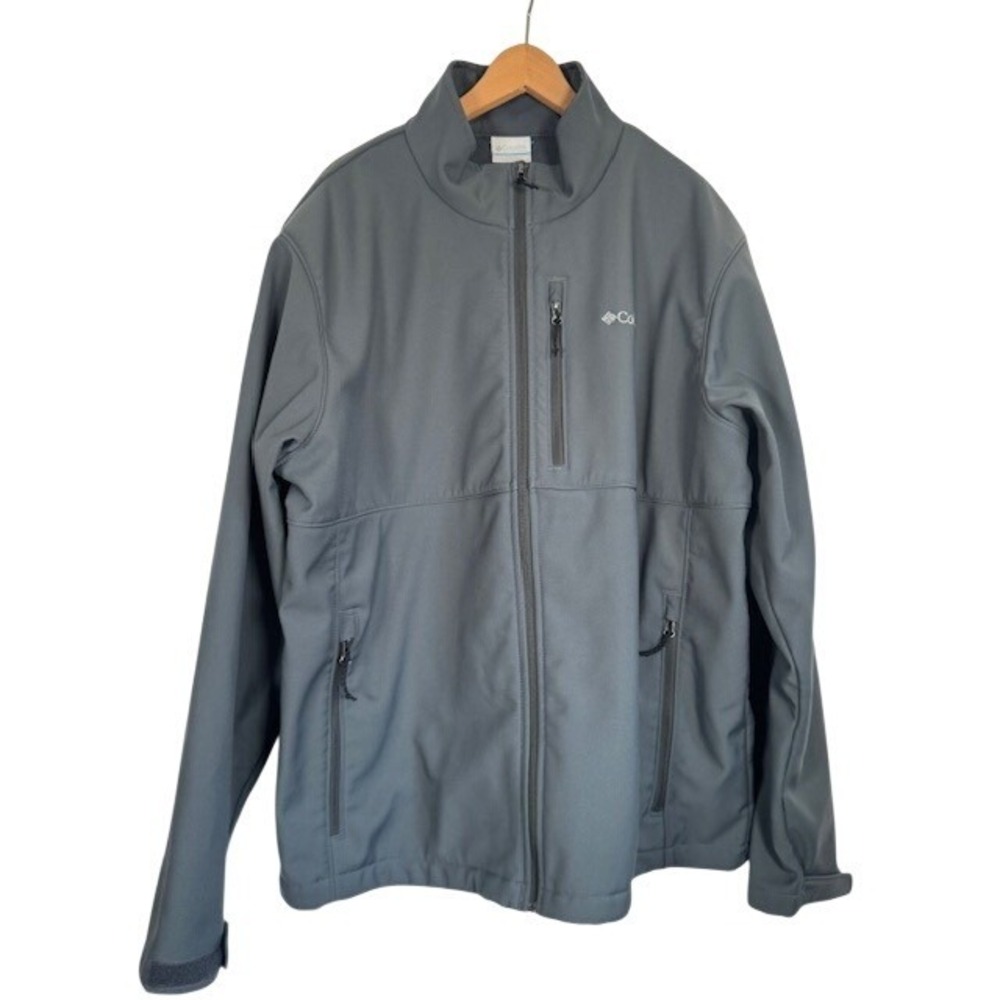 Columbia Men's Gray Softshell Jacket Full Zip Pockets Size 2X